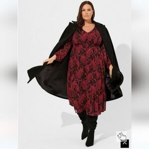 Tea Length Clip Dot Open Back A-Line Dress